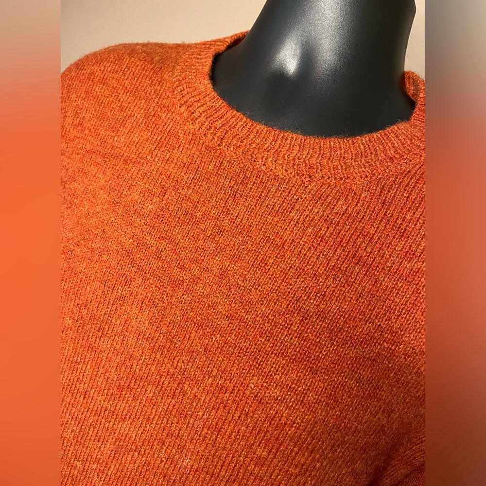 Pendleton Men’s Large 100% Shetland Wool Orange Sweater Crew Neck Washable.